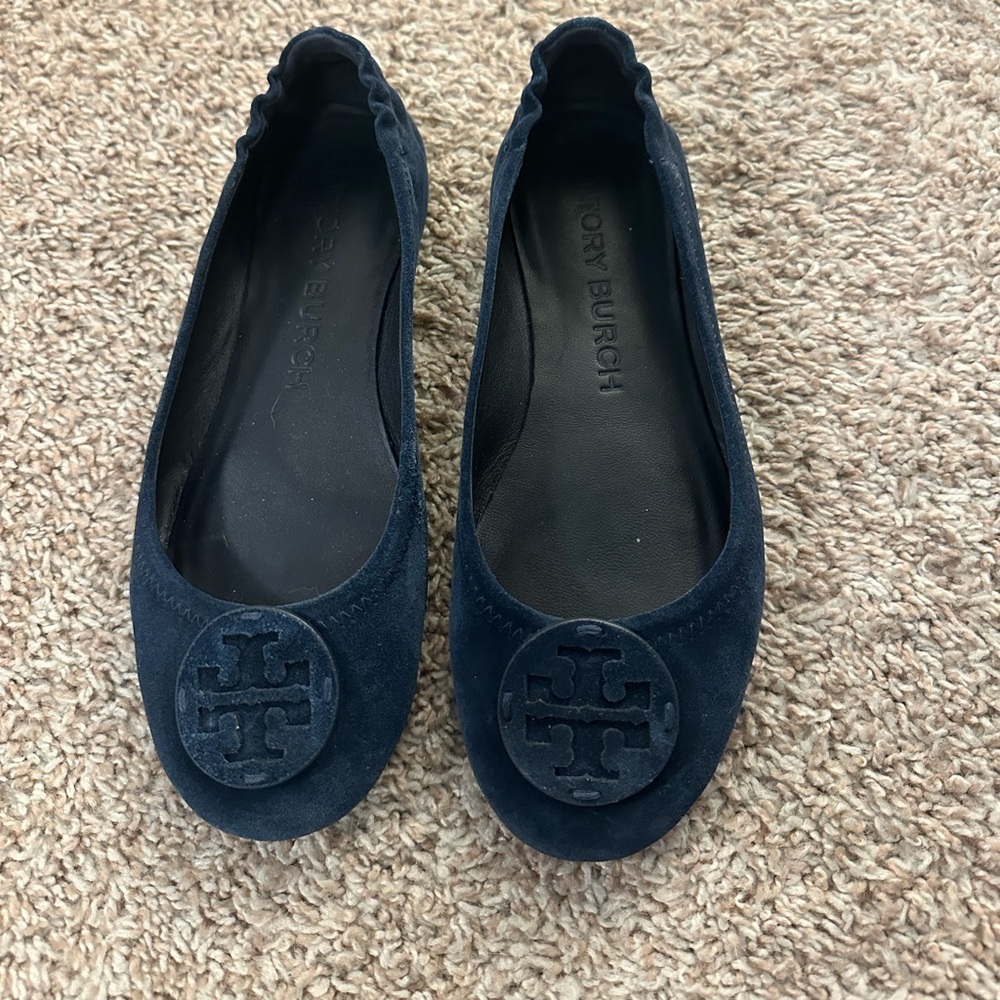Tory Burch Navy Suede Loafers